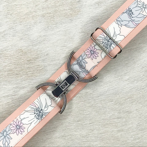 Blush floral belt with 1.5" silver clip buckle by KF Clothing