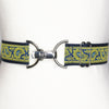 Yellow paisley belt with 1.5" silver clip clasp by KF Clothing